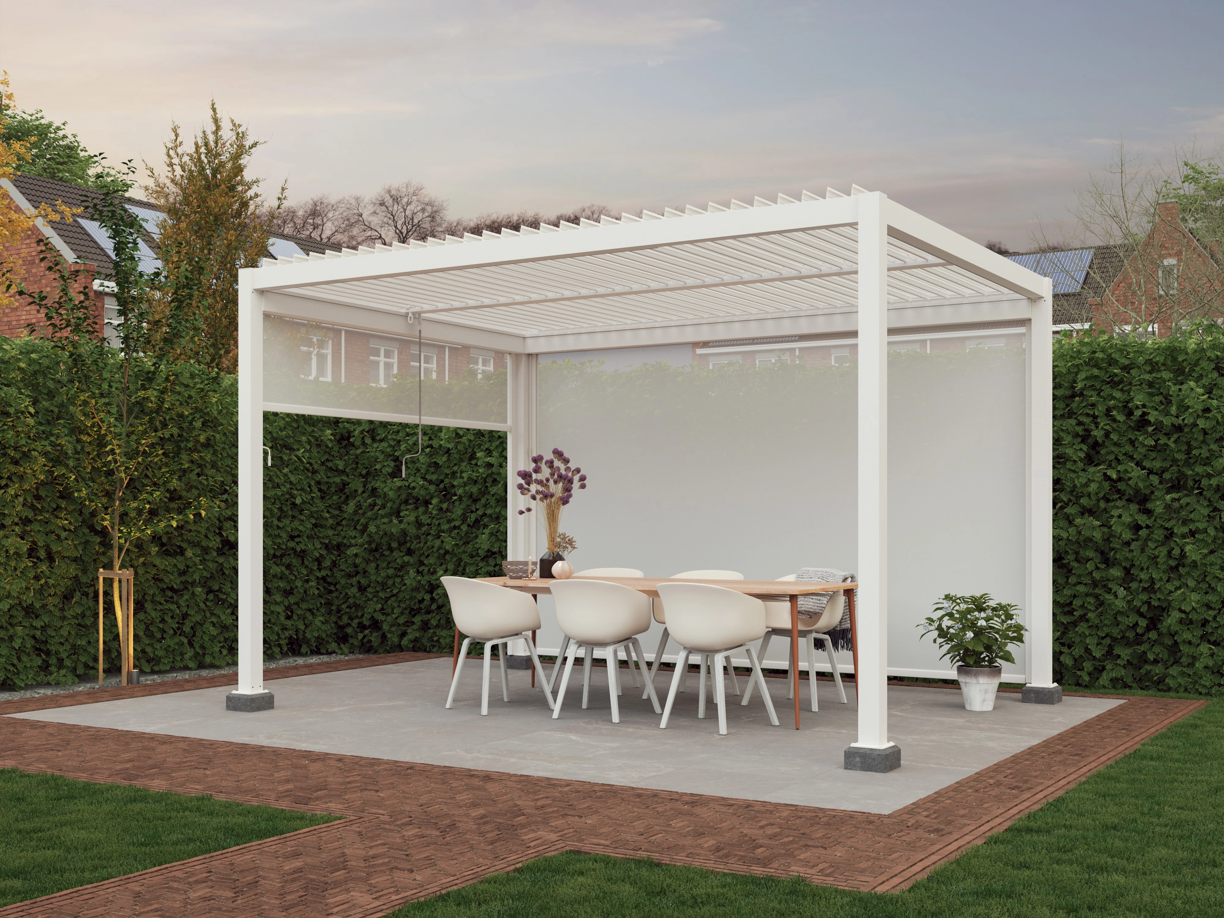 Aluminium Pergola met Lamellen Wit 400 x 300 cm - Afbeelding 4